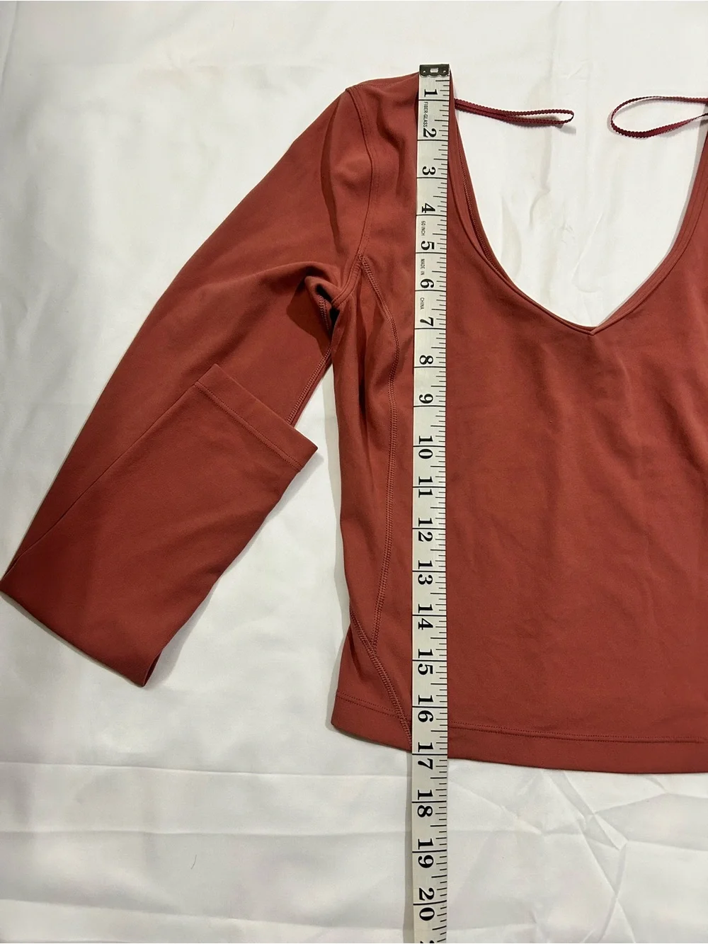 lululemon athletica Long Sleeve V-Neck Top in Rust Red